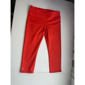 Athleta Womens Medium Interval Stash Cardinal Red Athletic Capri Leggings